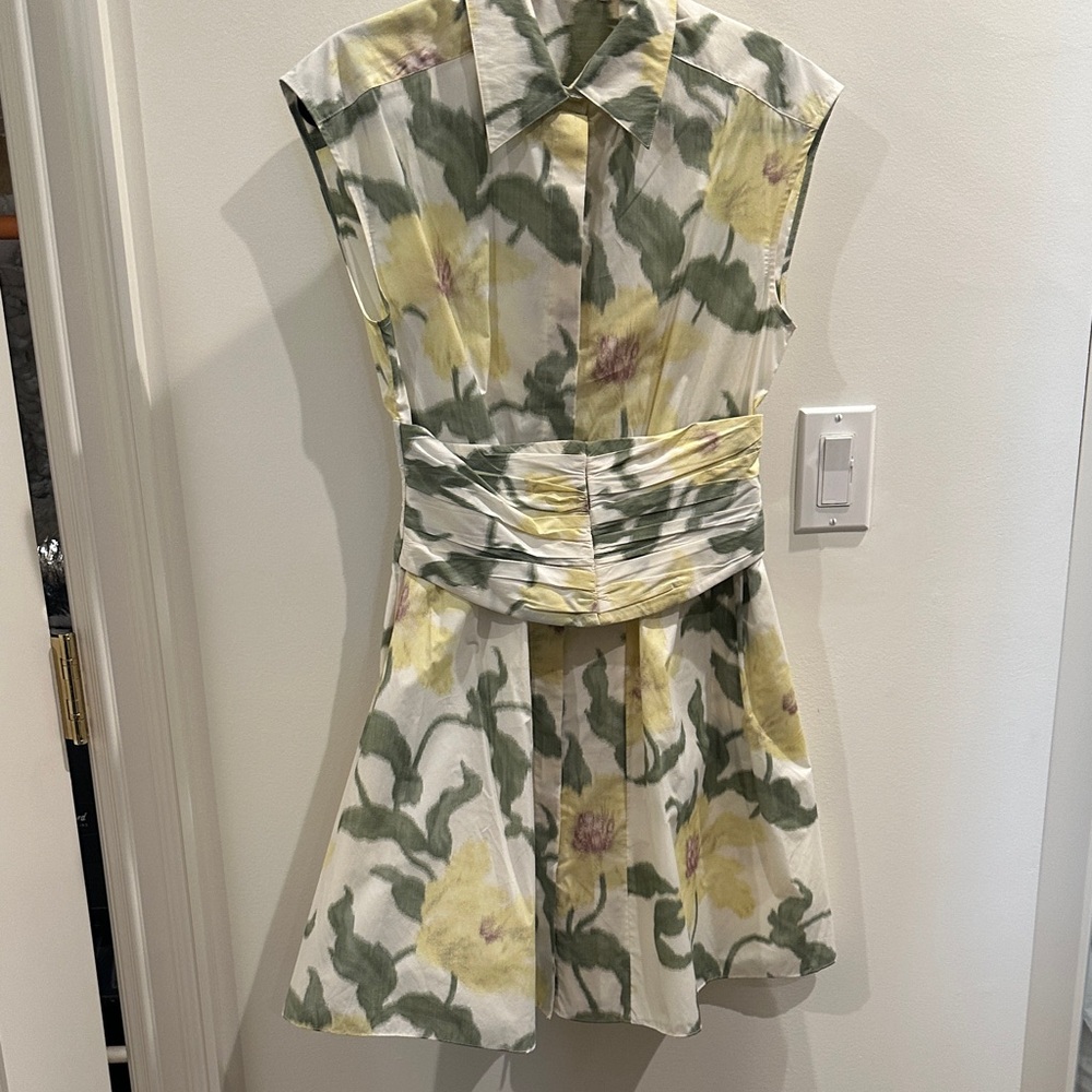 Rebecca Taylor Green and Yellow Floral Mini Dress